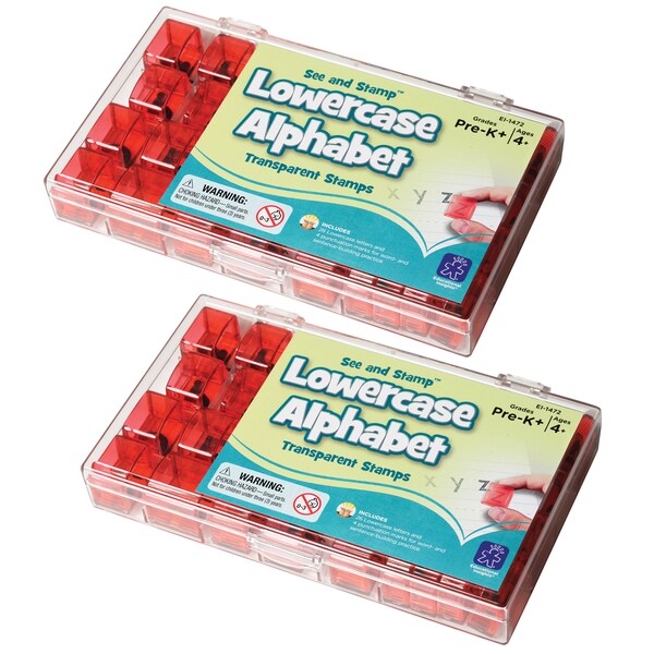 Educational Insights See and Stamp Lowercase Alphabet Transparent Stamps, 5/8in, PK2 1472 - main